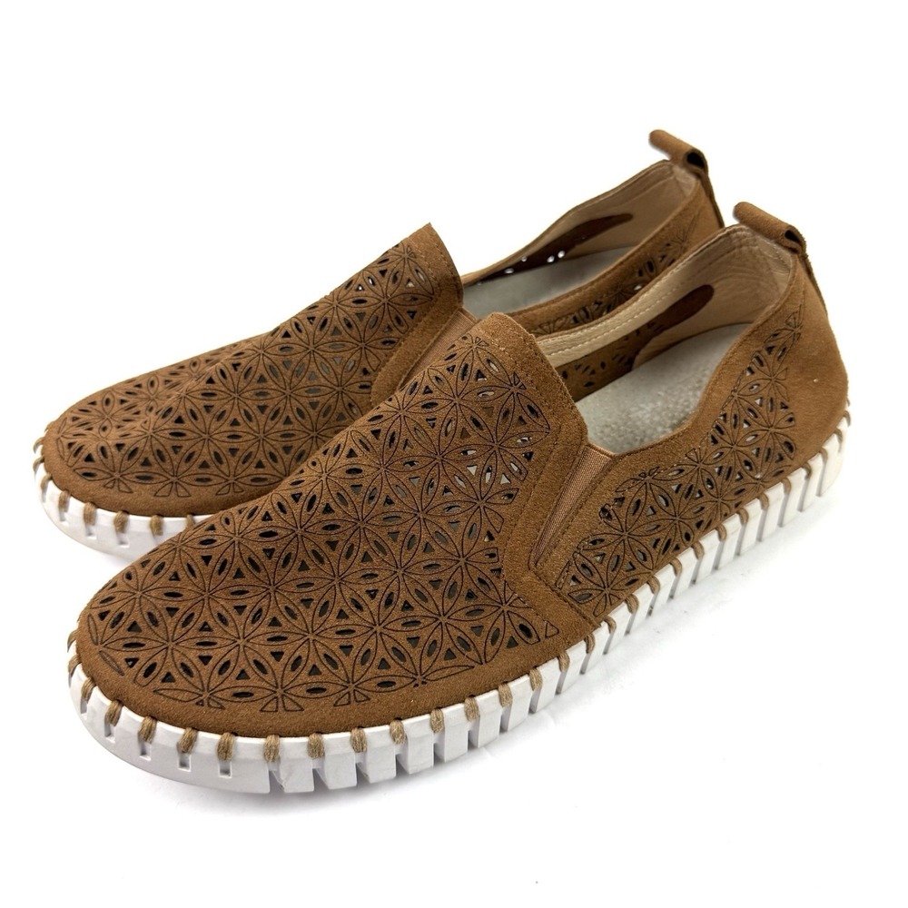 Ilse Jacobsen Mens Tulip Shoes 44 Brown‎ Cashew Perforated Slip On Comfort